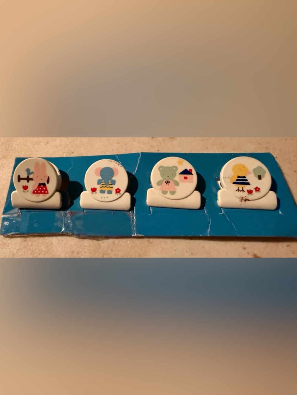 4 Sanrio White Vintage Logo Baby Animal Mini Clips. 1977. Rare!!